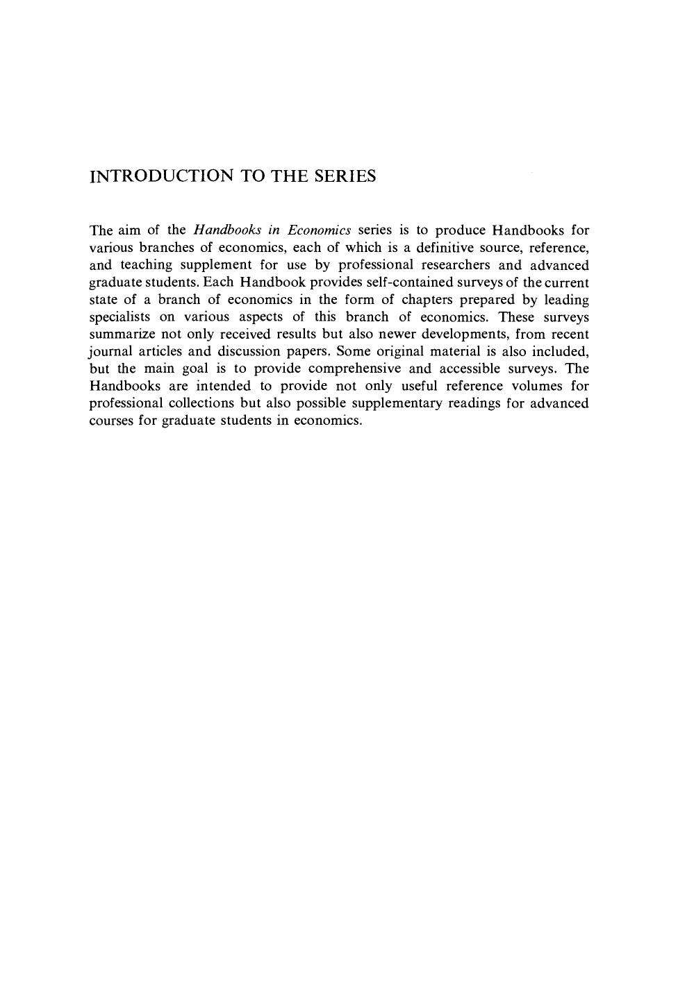 Handbook of Mathematical Economics, Volume 1