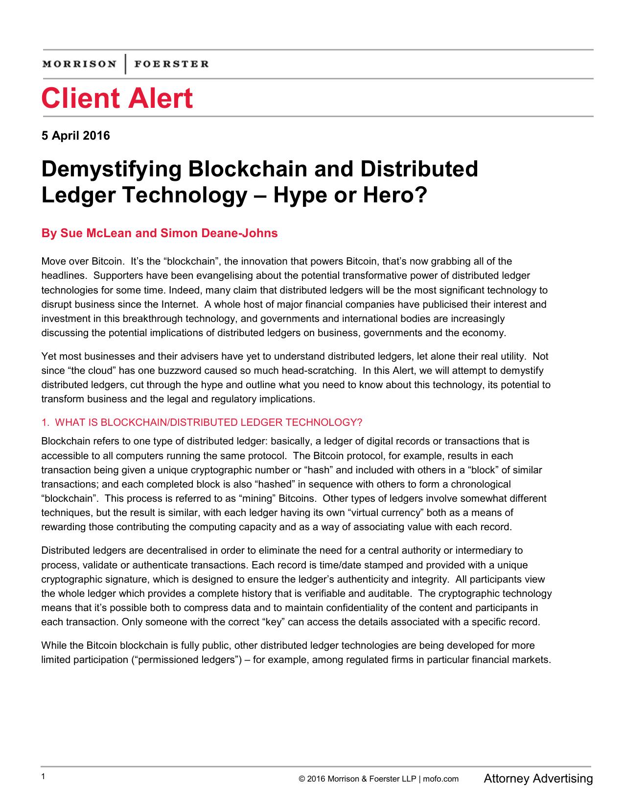 Demystifying Blockchain and Distributed Ledger Technology – Hype or Hero?