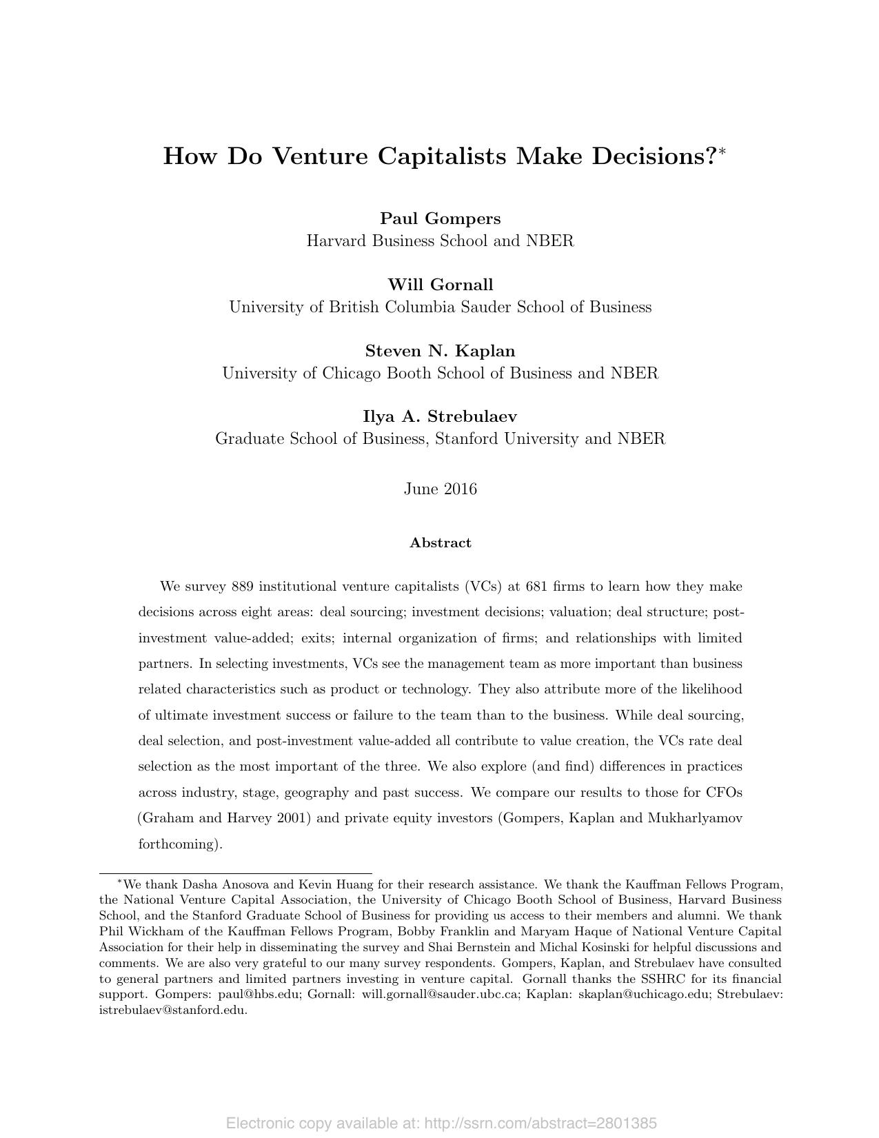 How Do Venture Capitalists Make Decisions?